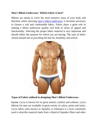 Men’s Bikini Underwear- Which Fabric Is Best?