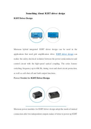 Something About IGBT driver design