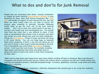 What to dos and don’ts for Junk Removal