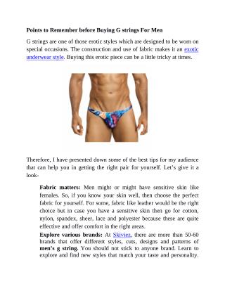 Points to Remember before Buying G strings For Men