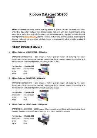 Ribbon Datacard SD260