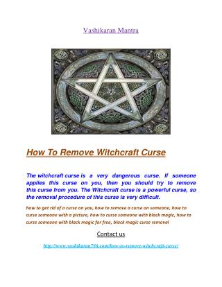How To Remove Witchcraft Curse