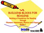 BUILDING BLOCKS FOR READING Building a Foundation for Reading through Phonemic Awareness, Phonics and Fluency Module 1