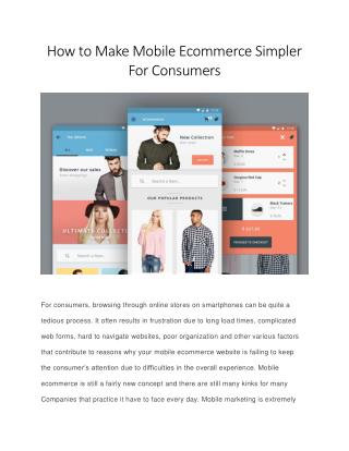 How to Make Mobile Ecommerce Simpler for Consumers