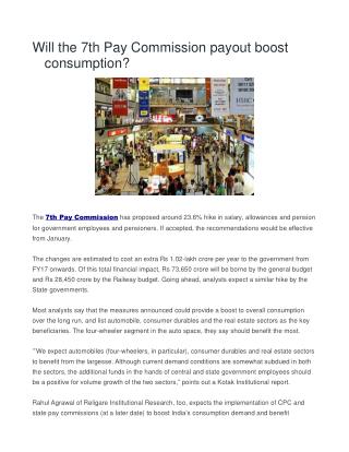 Will the 7th Pay Commission payout boost consumption?