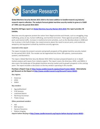Global Maritime Security Market AgustaWestland, FLIR Systems, Lockheed Martin, Northrop Grumman and Other Vendors