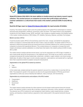 World RTLS Market to Grow 48% CAGR to 2020 Says a New Research Report