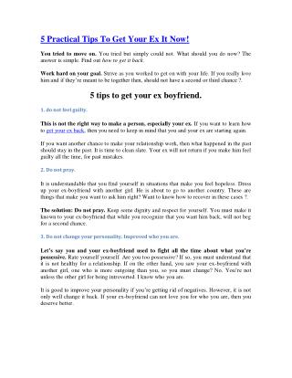 5 Practical Tips To Get Your Ex It Now!