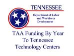 TAA Funding By Year To Tennessee Technology Centers