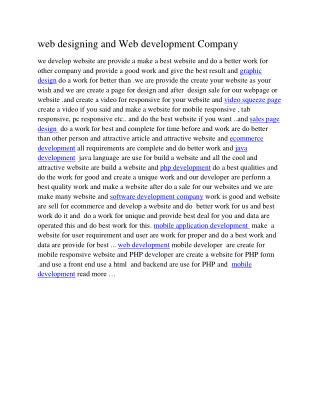 web designing and Web development Company