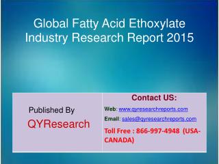 Global Fatty Acid Ethoxylate Market 2015 Industry Growth, Trends, Development, Research and Analysis