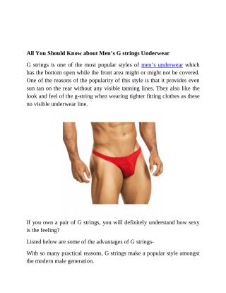 All You Should Know about Men's G strings Underwear