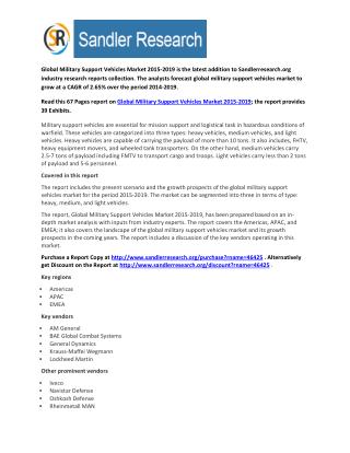 2019 World Military Support Vehicles Industry by Market Size, Trends, Drivers and Growth Opportunities Analysis and Fore
