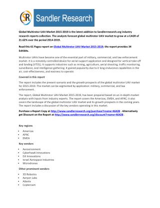 World Multirotor UAV Market to Grow 21.62% CAGR to 2019 Says a New Research Report