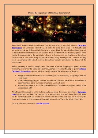 What is the Importance of Christmas Decorations?