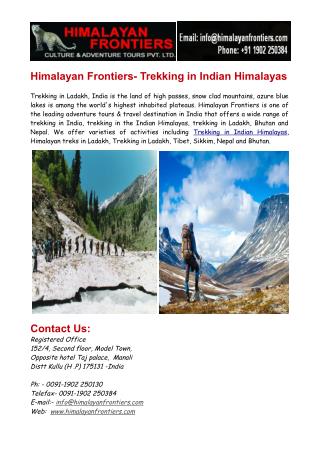 Trekking in Indian Himalayas & Trekking in Ladakh