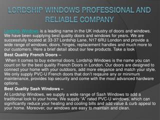 Lordship Windows Professional and Reliable Company