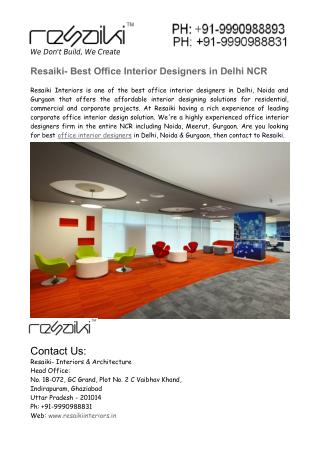 Corporate Office Interior Designers in Delhi NCR