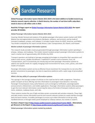 Global Passenger Information System Market Growth to 2019 Forecasts and Analysis Report