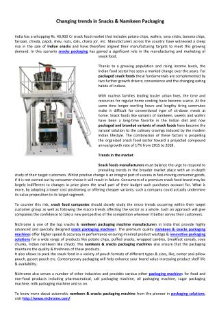 Changing trends in Snacks & Namkeen Packaging