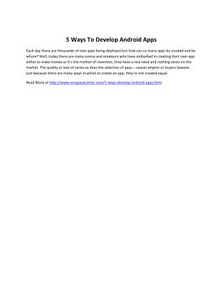 5 Ways To Develop Android Apps