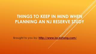 Things To Keep In Mind When Planning An NJ Reserve Study