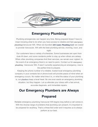 emergency plumbing vancouver wa