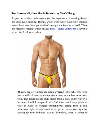 Top Reasons Why You Should Be Wearing Men’s Thong
