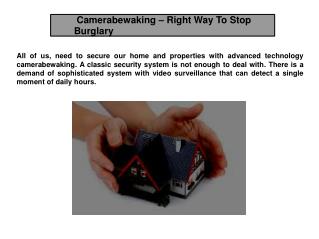 Camerabewaking – Right Way To Stop Burglary