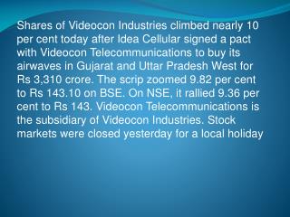 Videocon Industries Shares Jump Nearly 10% on Spectrum Deal with Idea