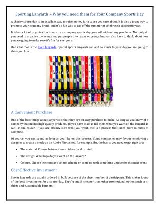 Sporting Lanyards - Why you need them for Your Company Sports Day