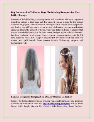 Buy Communion Veils and Boys Christening Rompers for Your Little Champs