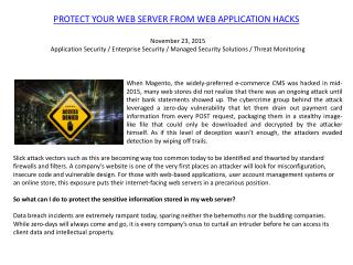 Protect Your Web Server From Web Application Hacks