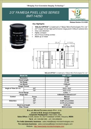 BALAJI OPTICS | MACHINE VISION LENSES |MACHINE VISION