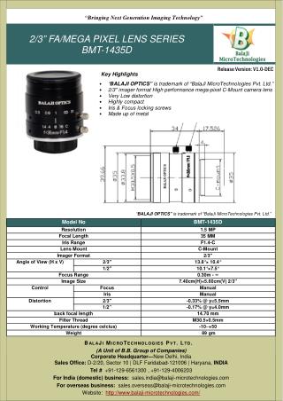 BALAJI OPTICS | MACHINE VISION LENSES |MACHINE VISION