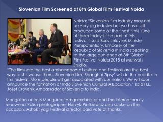 Slovenian Film Screened at 8th Global Film Festival Noida