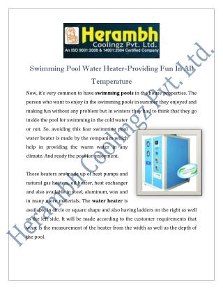Swimming Pool Water Heater Manufacturers Suppliers India