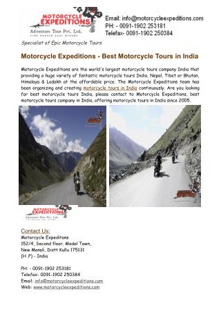 Best Motorcycle Adventure Tours India