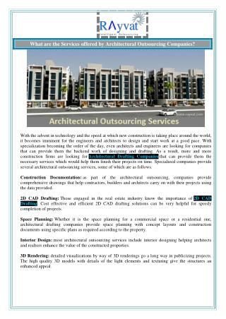 What are the Services offered by Architectural Outsourcing Companies?