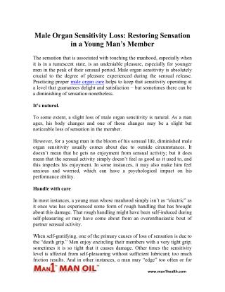 Male Organ Sensitivity Loss: Restoring Sensation in a Young Man’s Member