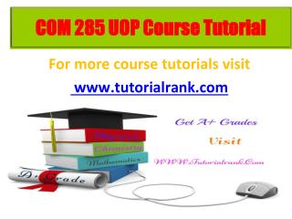 COM 285 learning consultant / tutorialrank.com