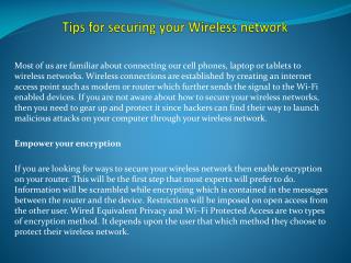 Tips for securing your Wireless network