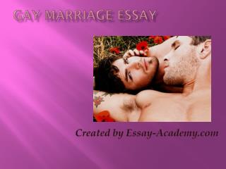 Gay Marriage Essay