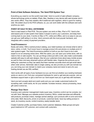 Point of Sale Software Solutions: The Vend POS System Tour