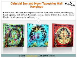 Psychedelic Sun Moon Stars Tie Dye Tapestry Throw Bedspread