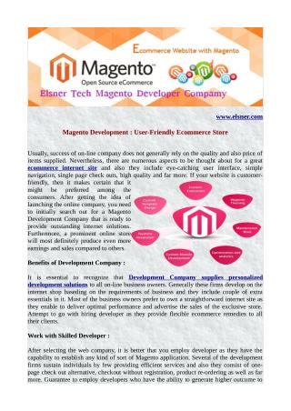 Magento Development : User-Friendly Ecommerce Store