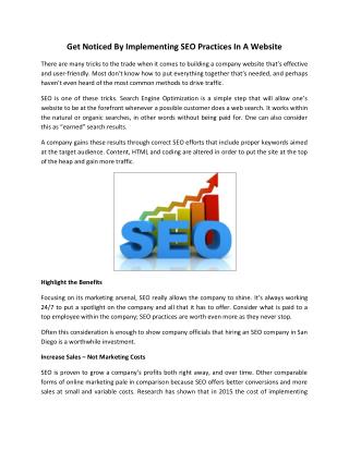 Get Noticed By Implementing SEO Practices In A Website