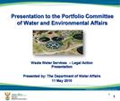 Presentation to the Portfolio Committee of Water and Environmental Affairs