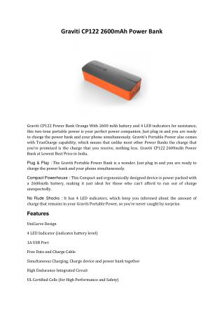 Graviti CP122 2600mAh Power Bank Orange