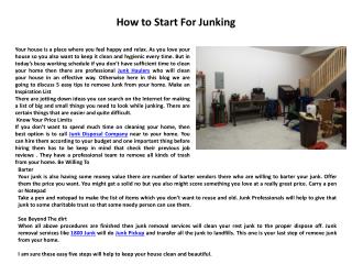 How to Start For Junking